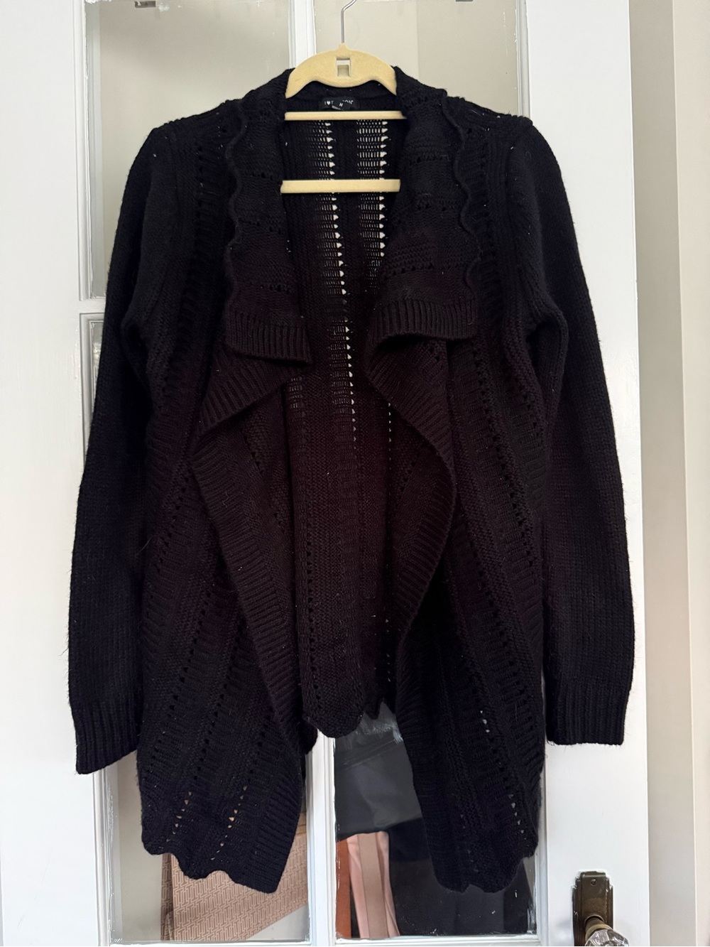 I Heart Ronson Black Open-Front Knit Cardigan